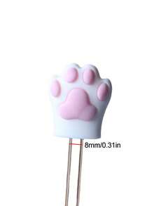 1pc Cute Cat Paw Straw Cover, Dust-Proof Cap Decorative Soft Rubber Straw Cover, Fun Cartoon Party Straw Cap - Multicolor - View 6