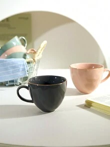 DearDali 350ml Gold-Rimmed Textured Ceramic Mug, Large Capacity Houseware Cup For Coffee Or Tea - Multicolor - View 6