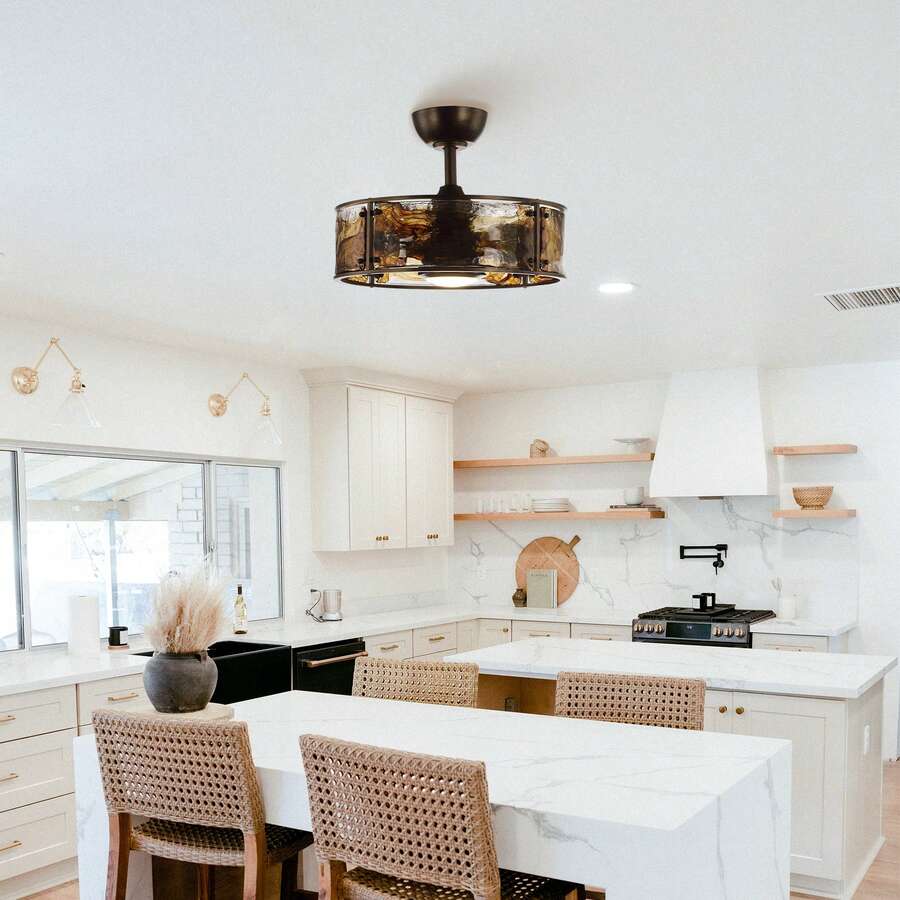 21 In. Ganga Modern DC Motor Downrod Mount Reversible Ceiling Fan With