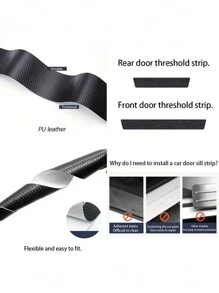 4 PCS Car Door Sill Protector, Door Sill Protector, Anti-Scratch Anti-Collision, Carbon Fiber Leather Front/Rear Door Sill Sticker, Decorative Car Door Protector, Car Interior Accessories