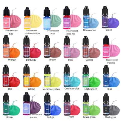24 Colors Liquid Candle Making Dye, Suitable For DIY Candle Making Kits, High Concentration Natural Oil-Based Candle Colorant, Applicable For Soy Wax, Beeswax, Gel Wax, Paraffin - 0.35oz/10ml Per Bottle