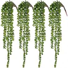 1 pieza/4 piezas Plantas suculentas artificiales colgantes, plantas verdes falsas tipo "collar de perlas" para decoración de pared, hogar, jardín y exterior (cada uno de 27 pulgadas de largo). Plantas suculentas colgantes artificiales tipo "collar de perlas" para decoración del hogar y el jardín (macetas no incluidas), regalos de cumpleaños y graduación