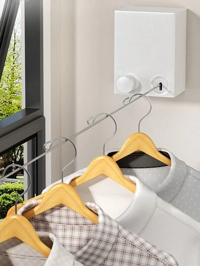 1 pieza Tendedero extensible invisible de 4,2 m, artefacto para secar ropa para uso en interiores en el baño o el balcón, sin necesidad de perforar, con cuerda de acero, resorte, estilo minimalista, para secado de prendas de verano