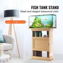 Aquarium Stand, 20 Gallon Fish Tank Stand, 25.2 X 15.7 X 28.3 In MDF Turtle Tank Stand, 167.6 Lbs Load Capacity, Reptile Tank Stand With Storage, Cabinet And Hardware Kit, Basswood Color - 薑色 - 查看 1