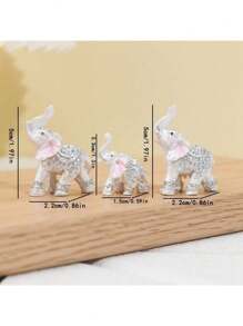 3pcs Family Of Three Elephant Resin Craft Decoration Best Gifts Birthday - Silver - View 12