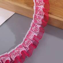 5m Colored Double Layer Pleated Lace Chiffon Lace Trim, 2.5cm Wide Clothing Accessory For DIY, Curtains, Skirts, Etc.