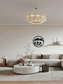 1pc Black Round Metal Wall Art Decor With Prayer Design - Iron Craft Wall Sticker For Home Decoration Artwork - Black - View 5