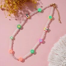 1 Stück transparente Perlenkette zufällige Frucht Chokerkette für Frauen, einfache Acrylperlen süßer Sommer Strand Schmuck - Verschiedenfarbig - Übersicht 5