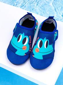 Kinder Outdoor Strandschuhe, blauer Cartoon Großaugen Drache, Jungen Sommer Outdoor Wasserspiel, Schwimmen, Strand, Waten Elastische Socken Schuhe - Königsblau - Übersicht 1