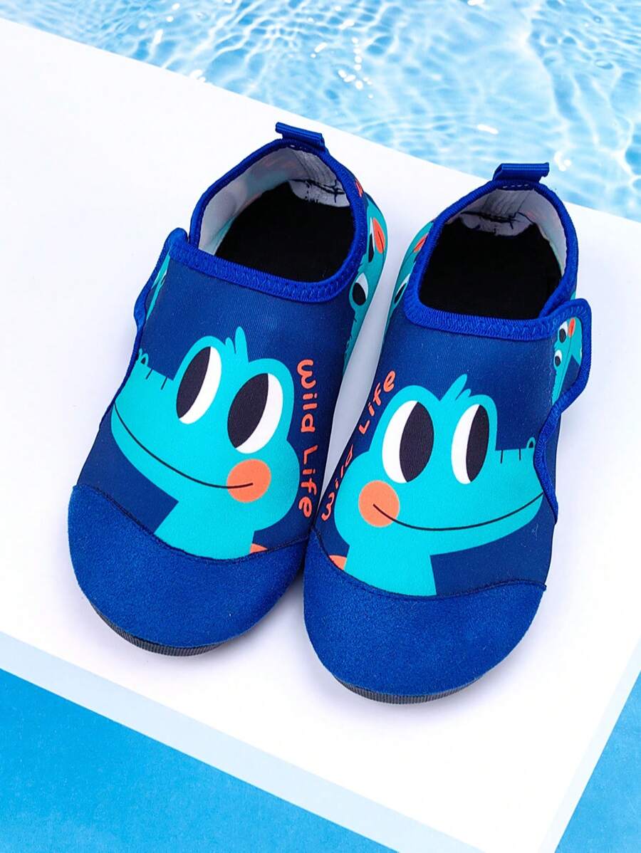 Kinder Outdoor Strandschuhe, blauer Cartoon Großaugen Drache, Jungen Sommer Outdoor Wasserspiel, Schwimmen, Strand, Waten Elastische Socken Schuhe - Königsblau - Übersicht 1