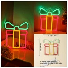 1PC 5V USB Halloween/Christmas/Valentine's Day Gifts Handmade Merry Christmas Santa Claus Gifts LED Wall Art Neon Sign Light For Gallery Studio Pub Club Party Room Shop Home Bar KTV Football Soccer Game Match Decoration Gifts