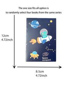 4入組卡通太空人和小青蛙主題迷你筆記本，可愛的口袋記事本文具禮物（隨機款式） - 藍色 - 查看 4