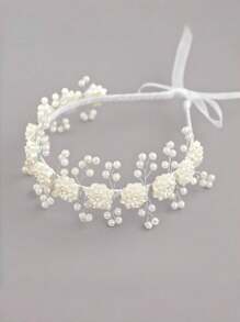 1pc Children's Hair Accessory Multi-Colored Hairband With Flowers, Pearls And Ribbons Cute Floral Headband - Multicolor - View 9