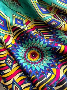 1pc Bohemian Style Feather-Printed Silk Scarf For Women, Beach Vacation Sunscreen Shawl, Fashionable Shawl