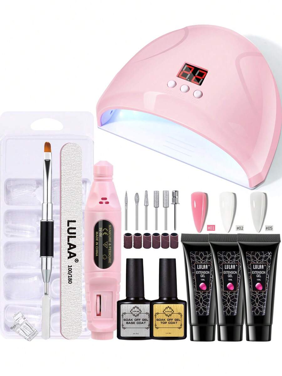 LULAA 17pcs Basic Manicure Kit - Nail Extension Gel, Removable Base Gel, Non-Wash Top Coat, Curing Lamp, Drill Machine, Nail Art Mold, Crystal Clip, Nail File, Nail Brush. Now, You Can Enjoy Salon Level Gel Manicure At Home And Give The Best Gift To The Girl. - Nhiều màu - Xem 1