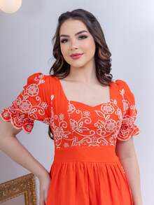 Women Short Dresses - 橘色 - 查看 4