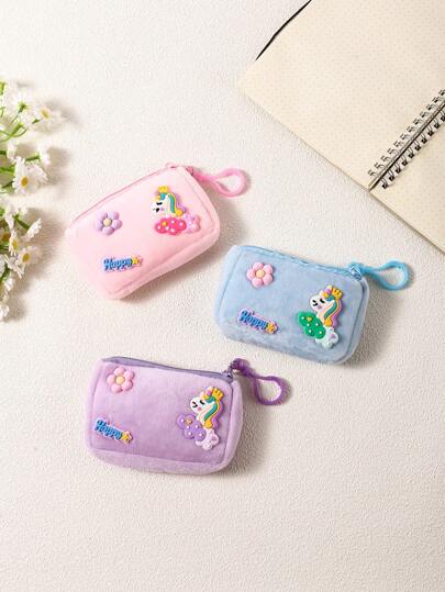 1入組獨角獸包，卡通獨角獸設計錢包適用於兒童，可愛硬殼包，可收納、鑰匙、耳機、背包裝飾