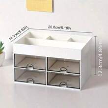 1pc Desk Storage Box, With 2/4 Drawers, Desktop Pen Card Package Storage Box, Suitable For Desks, Cosmetic Storage Boxes, Office Supplies Desktop Accessories, Suitable For Offices, Families, Schools.