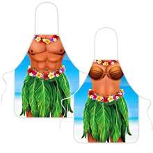 1pc 3D Cartoon Creative Hawaiian Pattern Apron For BBQ Party, Personalized Apron For Kitchen - Multicolor - View 2