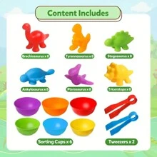 Dinosaur Count & Sorter Playset - Interactive Math Learning Toy With Colorful Stacking Bowls - Ideal Toddler STEM Educational Gift For Christmas(Animal Color Random)