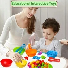 Dinosaur Count & Sorter Playset - Interactive Math Learning Toy With Colorful Stacking Bowls - Ideal Toddler STEM Educational Gift For Christmas(Animal Color Random)