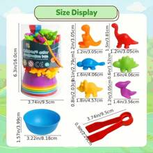 Dinosaur Count & Sorter Playset - Interactive Math Learning Toy With Colorful Stacking Bowls - Ideal Toddler STEM Educational Gift For Christmas(Animal Color Random)