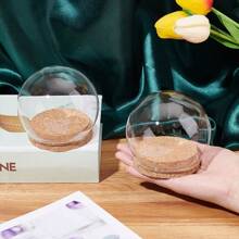 2 Sets Round Glass Display Dome Mini Glass Cloche Dome Clear Glass Plant Terrarium Decor With Cork Base 3.94" In Diameter Jar Cloche For Flower Aquarium Christmas Party Office Home Decor