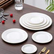 European Style Luxury Ceramic Serving Plate With Gold Rim, Ideal For Steak, Desserts And Snacks In Home And Buffet