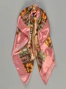 1pc Women's Multicolor Paisley And Paisley Pattern Woven Printed Scarf Shawl, Stylish Headwrap For Travel, Party And Evening Events - Baby Pink - View 3