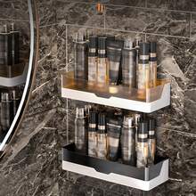 1 Giá Treo Tường Phòng Tắm, Không Cần Khoan, Nhà Vệ Sinh/Phòng Tắm/Bồn Rửa Bát - màu đen - Xem 3