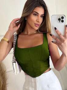 Women Tank Tops & Camis - 軍綠色 - 查看 2