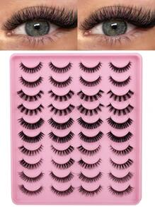 20 Pairs Mixed D Curl Russian Volume Faux Mink Lashes, Criss-Cross, Fluffy & Natural Look, Suitable For Daily, Date, Dramatic Makeup, Cosplay, Women With Sparse Lashes
