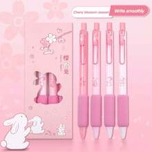 4 cái/hộp Hoa anh đào Mùa Giới hạn Hoa anh đào Thỏ Đen Mực gel bút - Hồng - Xem 10