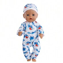 海洋动物主题娃娃衣服，鲨鱼海龟主题娃娃衣服适合 43-45 厘米新生儿娃娃和 17-18 英寸婴儿娃娃（不含娃娃），家居装饰 - 彩色 - 查看 5
