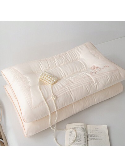 1pc Exquisite European Geborduurde Zijden Like Fabric Section Kussen Neck Back Support, Medium Height Core Home Bedding, Moisture Absorbing Breathable Pillow, Living Room Bedroom view 8