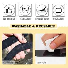 Adhesivos antideslizantes para alfombras en suelos de madera para sujetar la alfombra, 8/16 pares de Cinta adhesiva antideslizante para alfombras que mantiene las esquinas planas, Cinta adhesiva antideslizante para alfombras de cocina y tapetes lavables que no se deslizan, Almohadilla para alfombras y sujetadores para alfombras para baldosas y alfombras de área - Negro - Ver 3