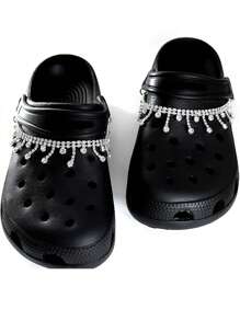1pc Rhinestone Chain Shoe Decoration For Clogs, Suitable For Hole Shoes And Beach Shoes - Silver - View 4