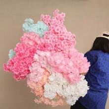 2 Psc Artificial 3-Fork DIY Encrypted Cherry Blossom Branch Wedding Arch Decoration Indoor Scenery Flowers Fake Plants,Fall Decor,Room,Desk,Garden Decor,Room Decoration Stuff, Valentine Day, Gift
