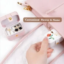 1pc Boîte de rangement de bijoux personnalisée avec nom et fleur pour femmes, organisateur de bijoux  personnalisé à la mode, cadeau parfait pour la mère, la petite amie ou l"anniversaire.
