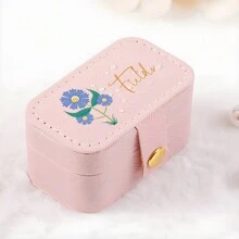 1pc Boîte de rangement de bijoux personnalisée avec nom et fleur pour femmes, organisateur de bijoux  personnalisé à la mode, cadeau parfait pour la mère, la petite amie ou l"anniversaire.