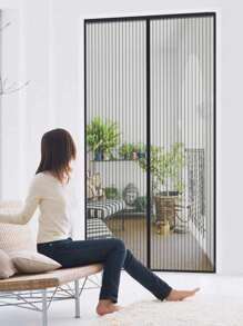 Cortina Mosquitera para Puertas Permite Entrada Aire Fresco para Puerta de Sala de Estar Puerta de Patio, Negro - Multicolor - Ver 4