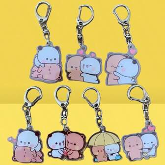 Panda Keyring For Accessories Bag Pendant Key Chain Jewelry Fans Couple Love Gifts Car Mobile Phone Schoolbag Ornament For Boyfriends Girlfriend