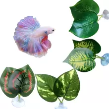 水族箱休息繁殖葉子裝飾品，雙層葉子裝飾，具有耐用的PP材料，模擬真實水生植物 - 彩色 - 查看 7