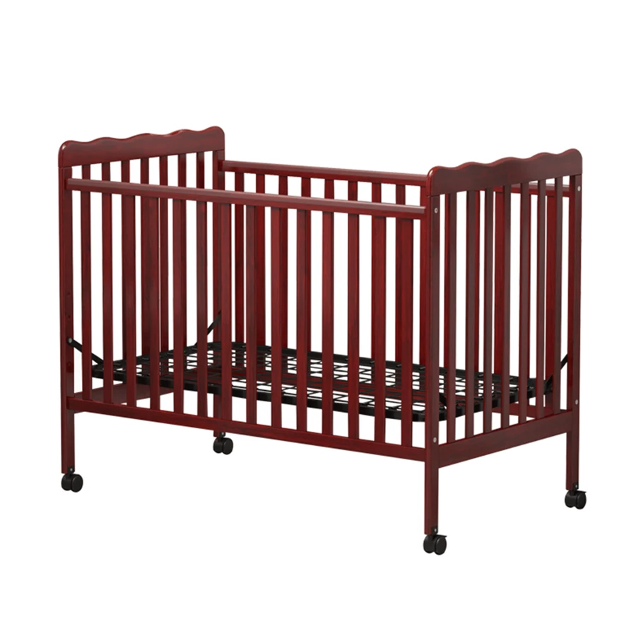 3-In-1 Convertible Crib,  Wooden 3 Position Adjustable Height Mattress Support Baby Crib With Removable Wheels, Fits Standard Full-Size Crib Mattress - Cherry - View 1