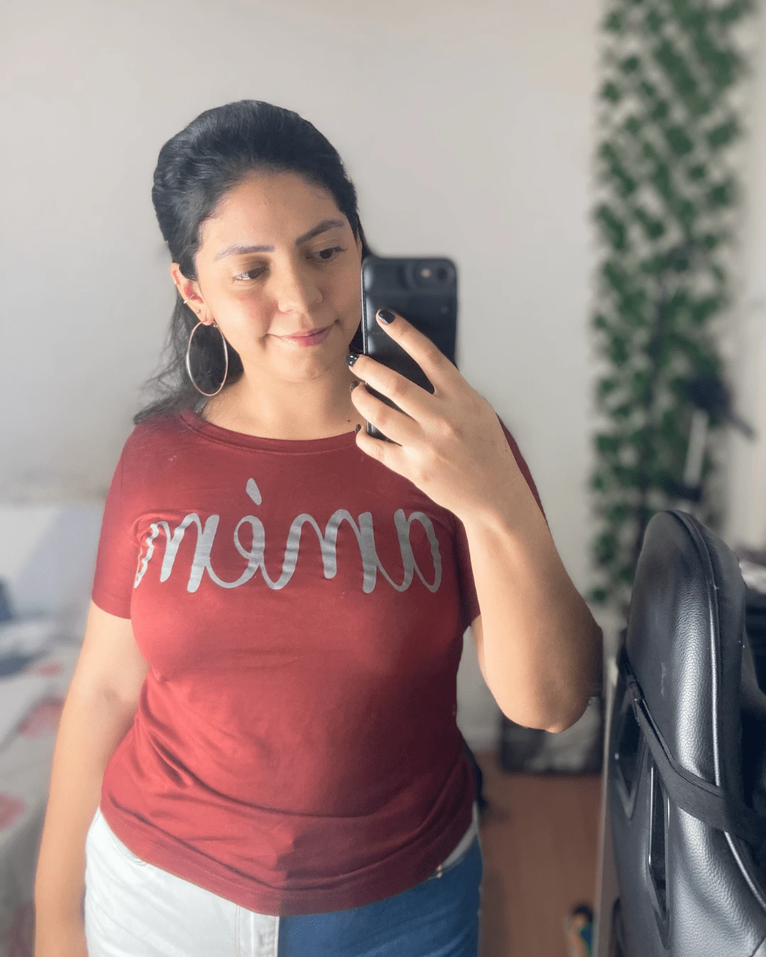 Women T-Shirts - 酒紅色 - 查看 1