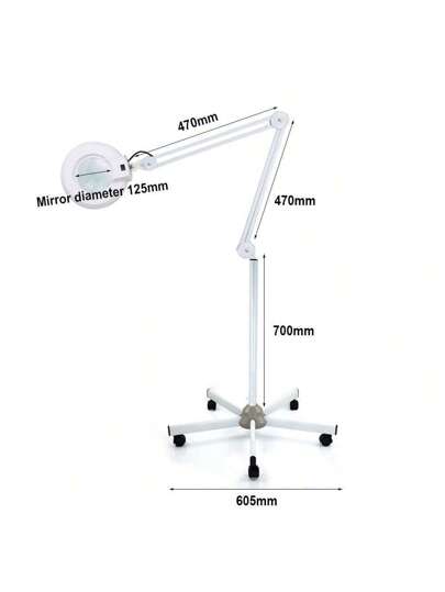 24W LED Magnifying Glass Lamp 235mm (8X), Workplace, Cold Verlichting Cosmetic Light, St Wheels, Roller Tripod, Set Beauticians, Embroiderers, Nail Technicians, Wit view 3