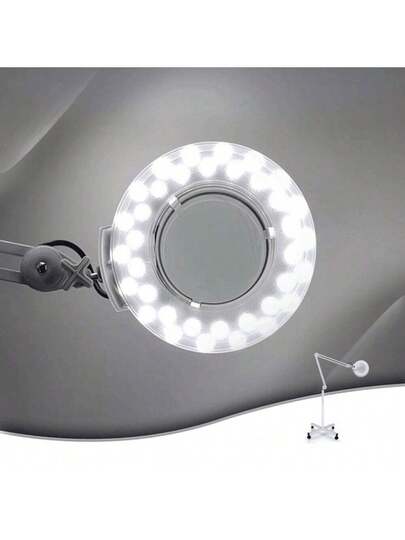 24W LED Magnifying Glass Lamp 235mm (8X), Workplace, Cold Verlichting Cosmetic Light, St Wheels, Roller Tripod, Set Beauticians, Embroiderers, Nail Technicians, Wit view 4