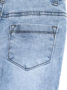 Młodzieżowe chłopięce, luźne, jasne, regulowane, na ramię, z wąsami kota, sprane, elastyczne, dżinsowe, szelkowe spodenki