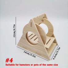 1 件装木制房屋玩具，适合仓鼠和沙鼠，攀爬游乐场，配有滑梯、跷跷板、楼梯、秋千、轮子，适合小动物