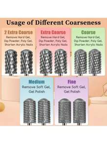 1个3/32英寸光滑顶大圆顶指甲钻头美甲工具热硬质合金指甲钻头电动硬凝胶去除钨钢指甲钻头 - 彩色 - 查看 4